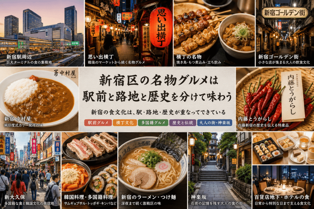 新宿区の名物グルメは駅前と路地と歴史を分けて味わう