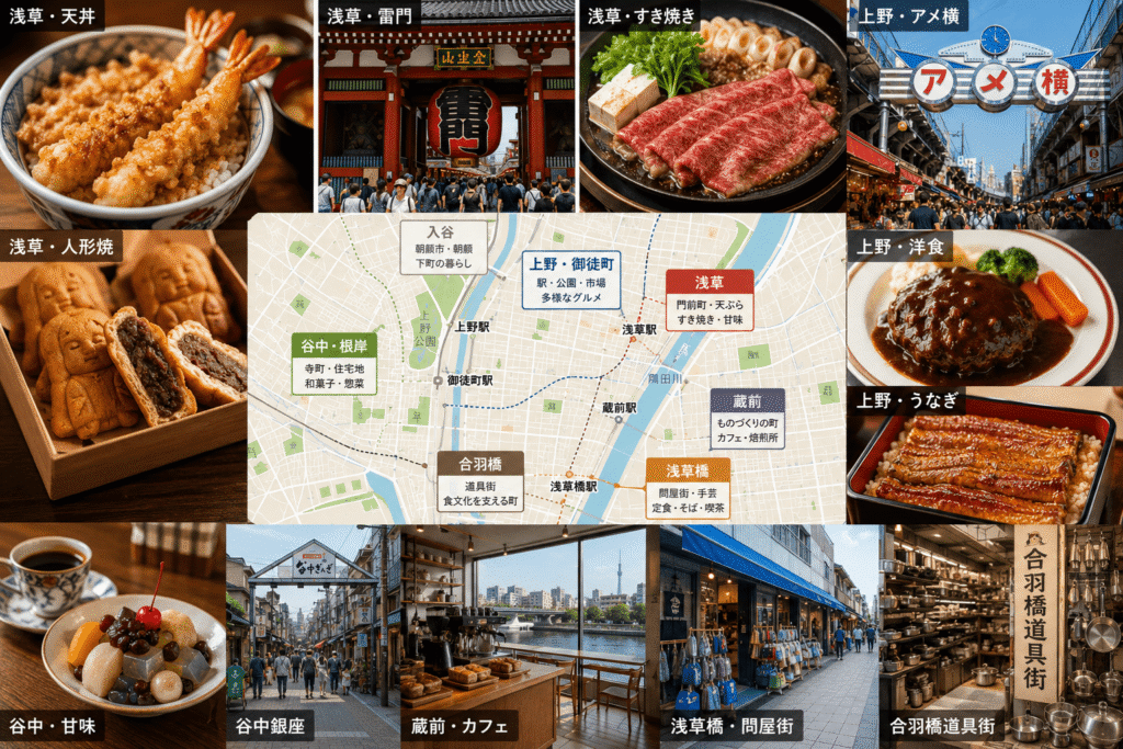 台東区の名物グルメを街ごとに味わう